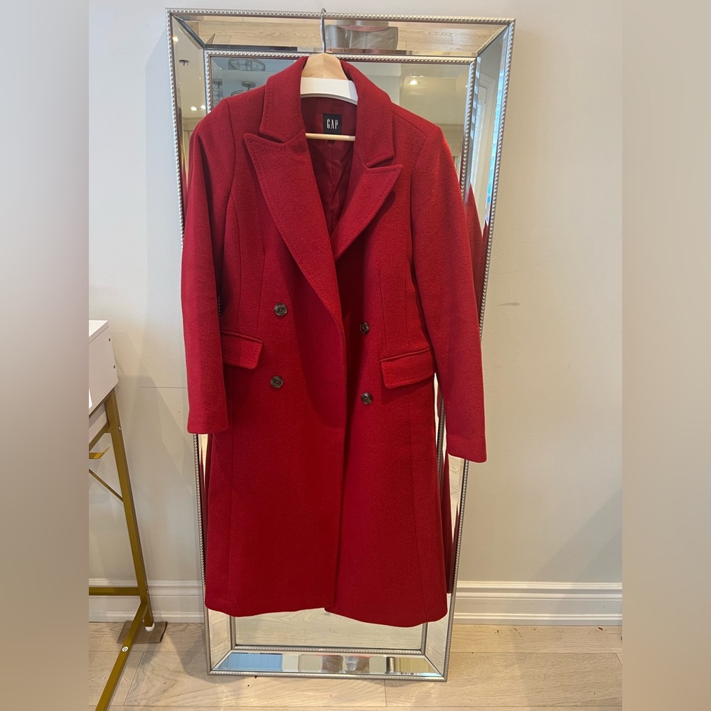 GAP Wool Red Double-Breasted Coat XS